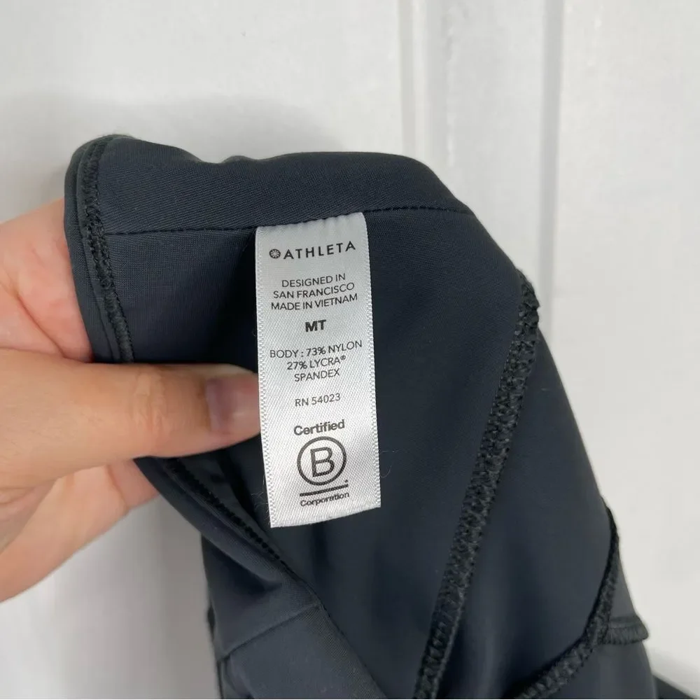 Athleta dark grey/blue side zipper pocket ankle slit leggings size Medium Tall - Picture 8 of 11